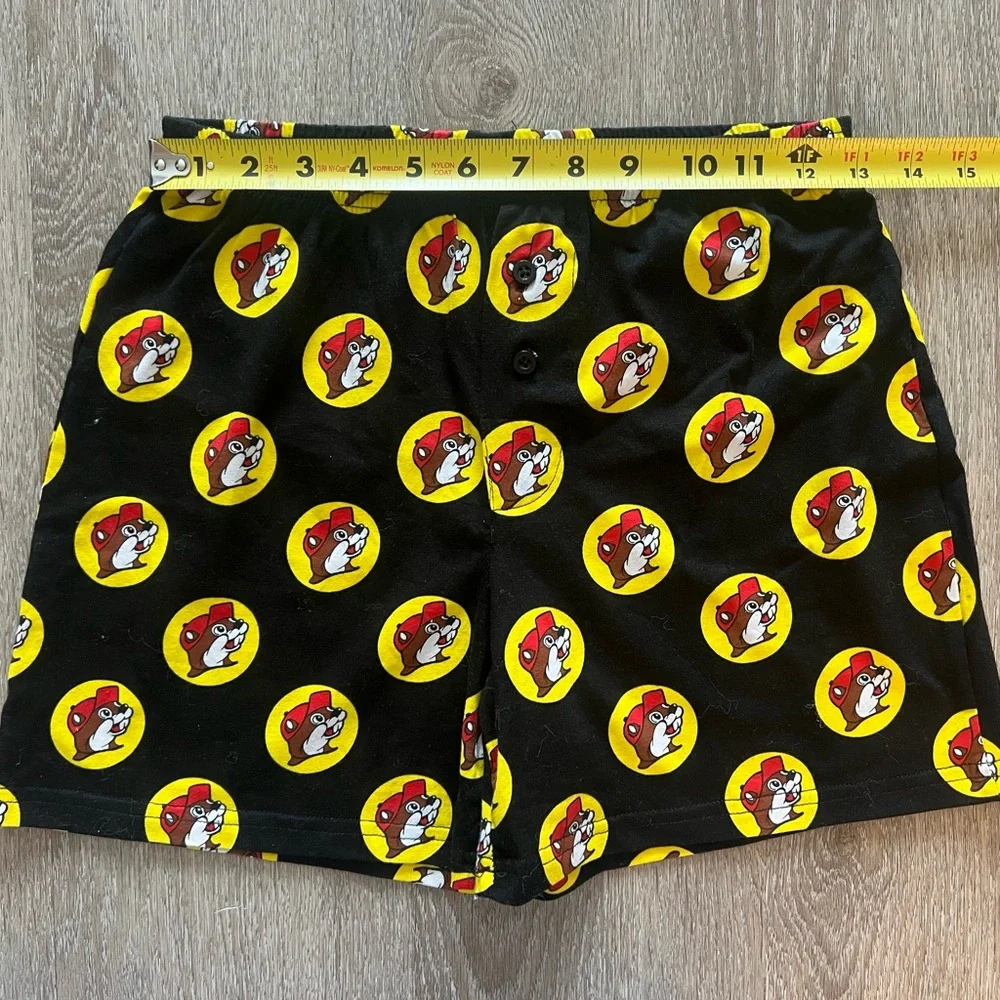 Buc-ee’s Adult Boxer Shorts Black Logo Print Unisex Sleepwear Size Small